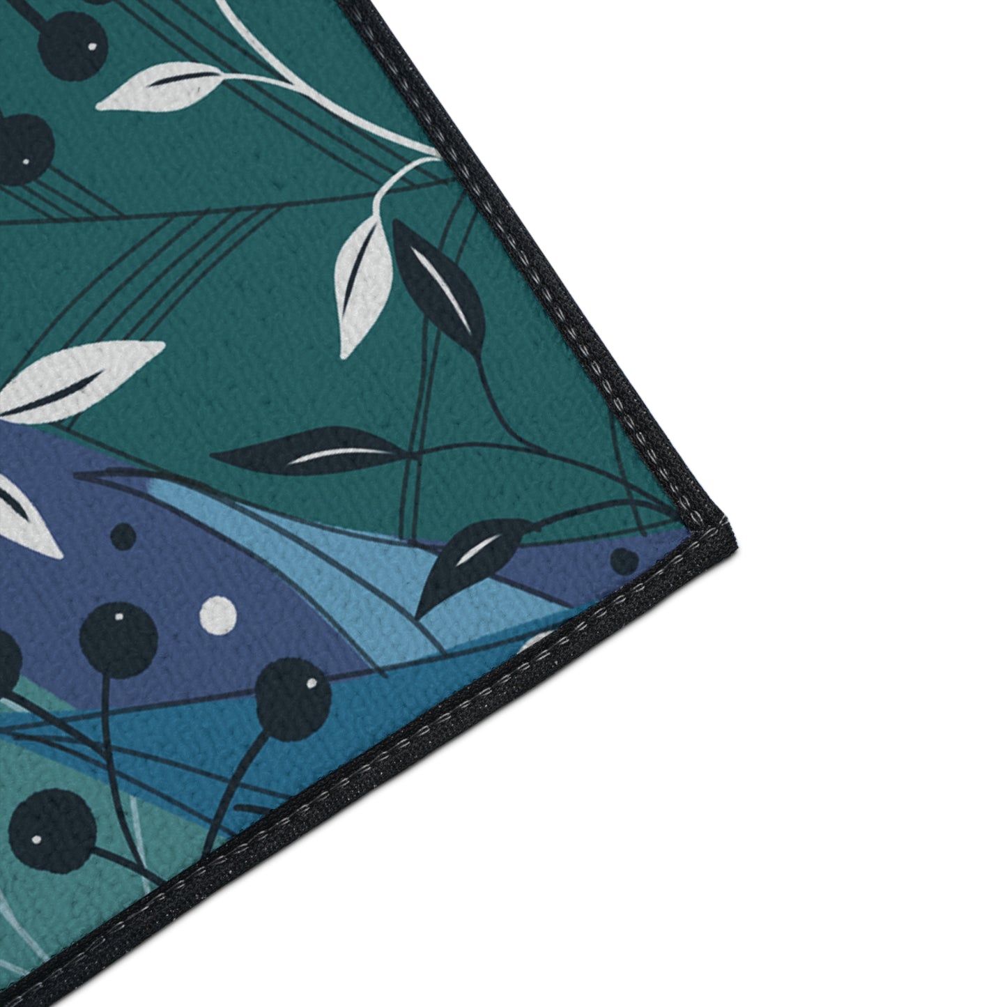 Botanical Blue Heavy-Duty Floor Mat — Durable Floral Entrance Rug