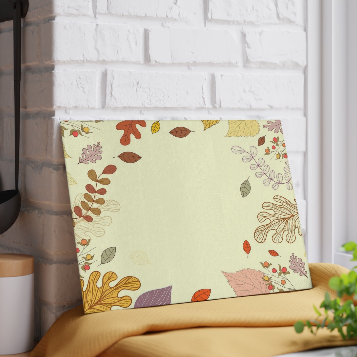 Autumn Leaves Glass Cutting Board – Fall Foliage Decorative Kitchen Board