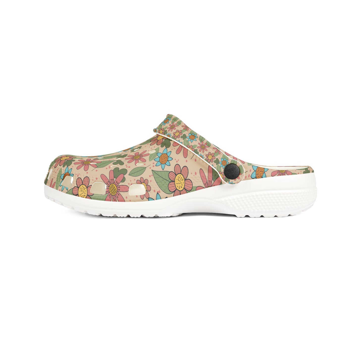 Floral Garden EVA Clogs — Retro Flower Print Foam Slip‑Ons