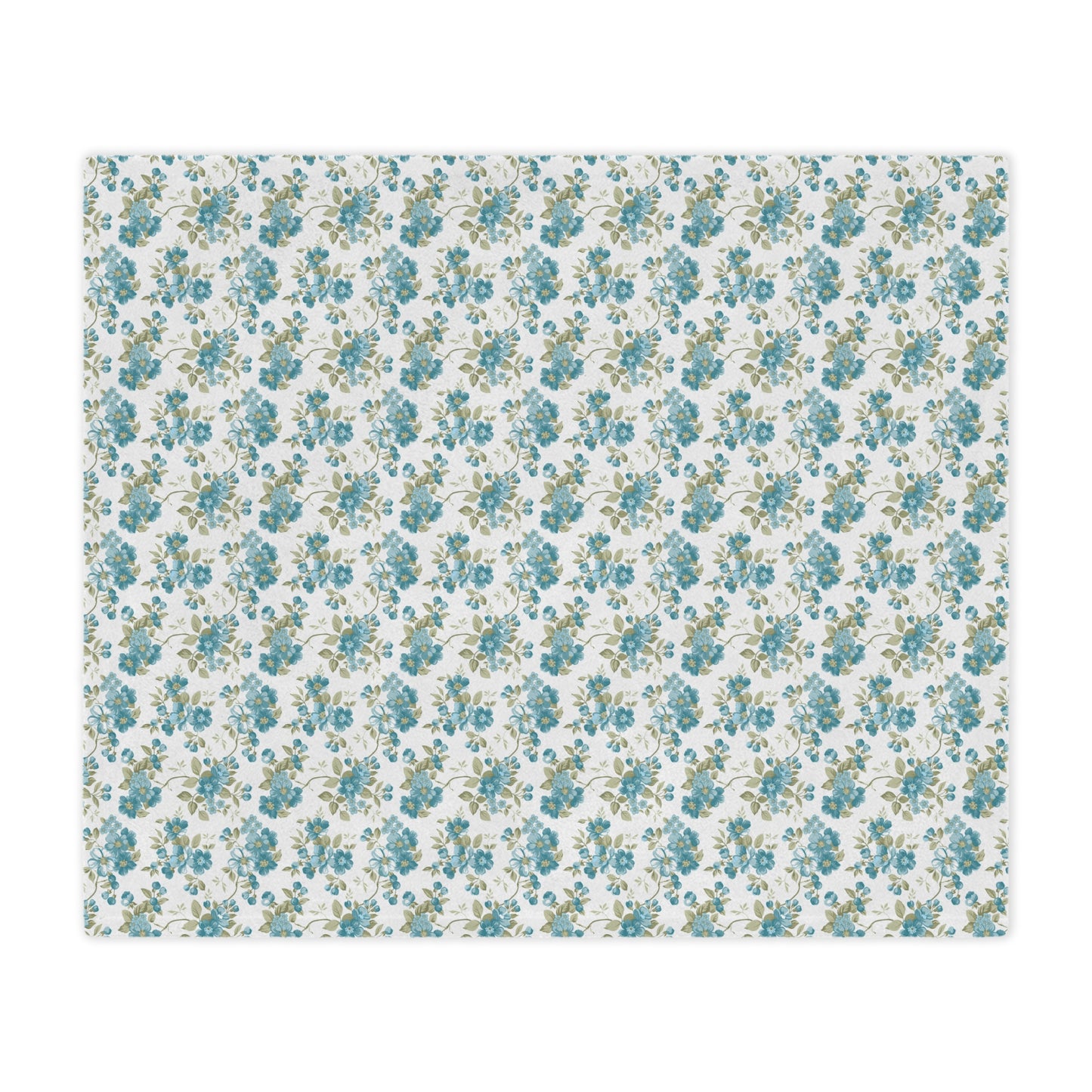 Floral Minky Blanket — Vintage Blue Rose Throw for Cozy Home, Nursery, Gift