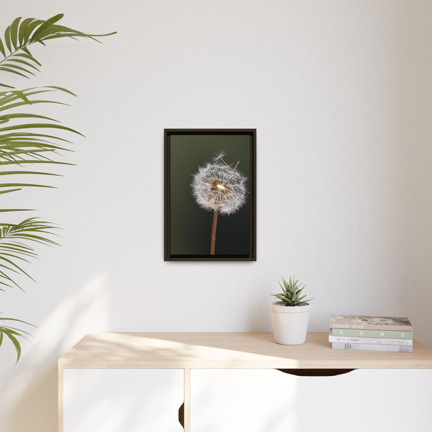 Framed Dandelion Canvas Print — Matte Botanical Wall Art