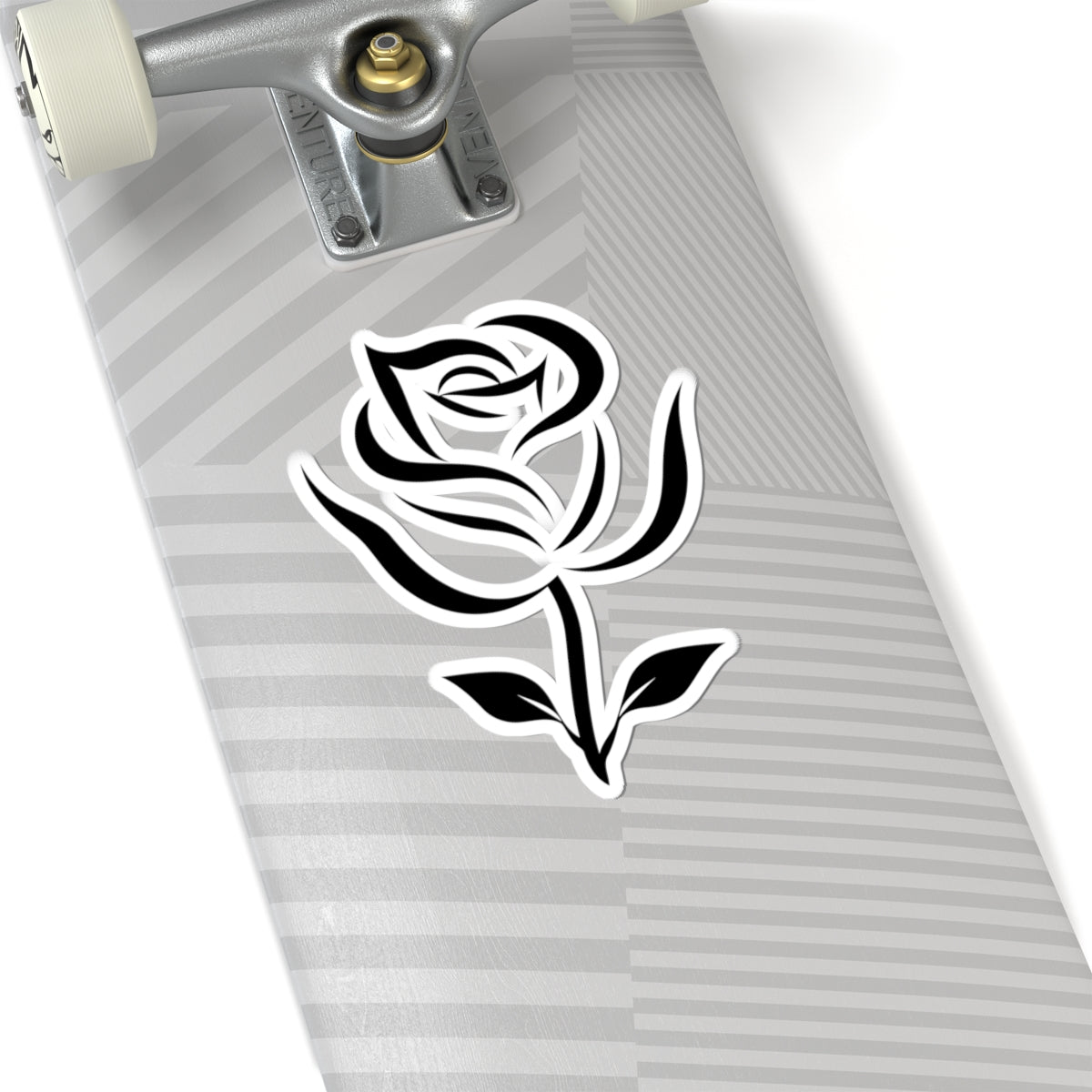 Black Rose Kiss-Cut Sticker — Minimal Floral Laptop Decal