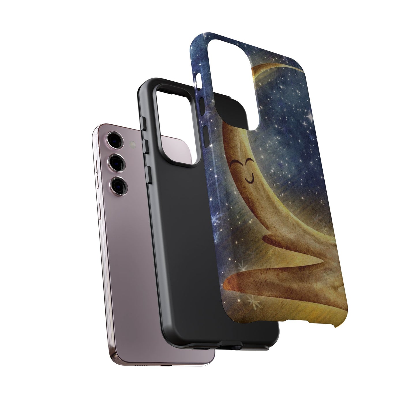 Moonlit Smile Phone Case — Starry Night Crescent Moon iPhone Cover