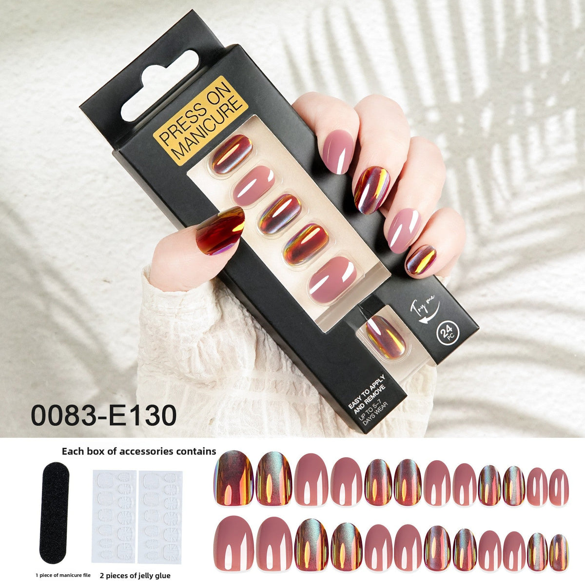 Mirror Chrome Glow Short Nail Set – Image 6