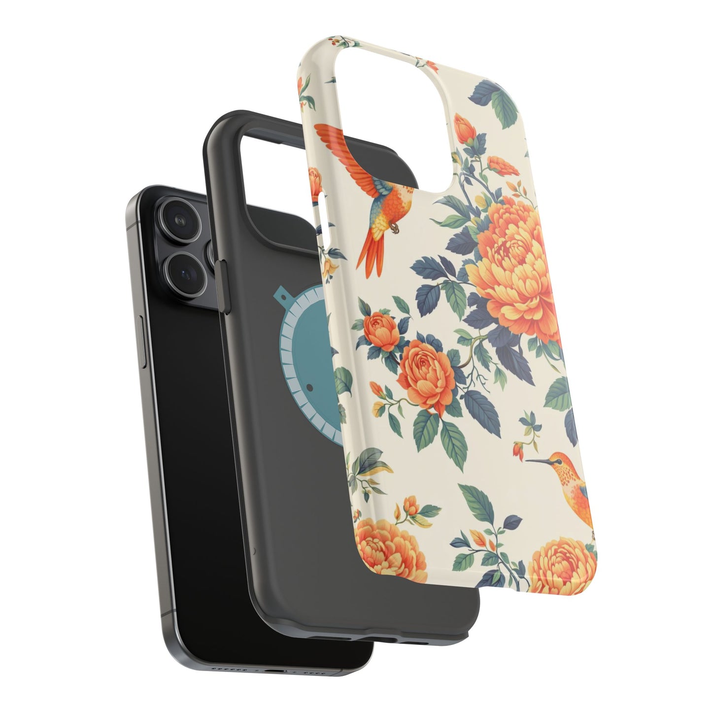 Floral Hummingbird Magnetic Phone Case — Impact-Resistant Protective Cover