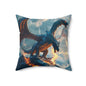 Dragon Storm Decorative Pillow — Fantasy Blue Fire Dragon Throw Pillow