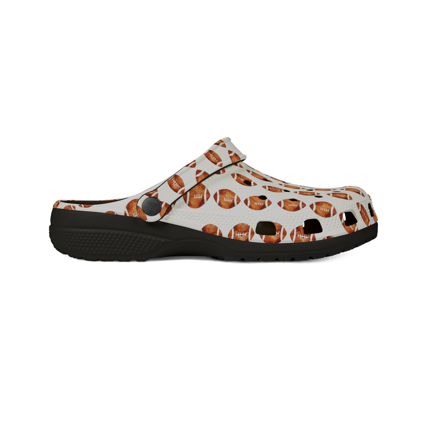 Printed EVA Foam Clogs — All-Over Football Design