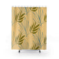Botanical Leaf Shower Curtain — Olive & Mustard Minimalist Bathroom Decor