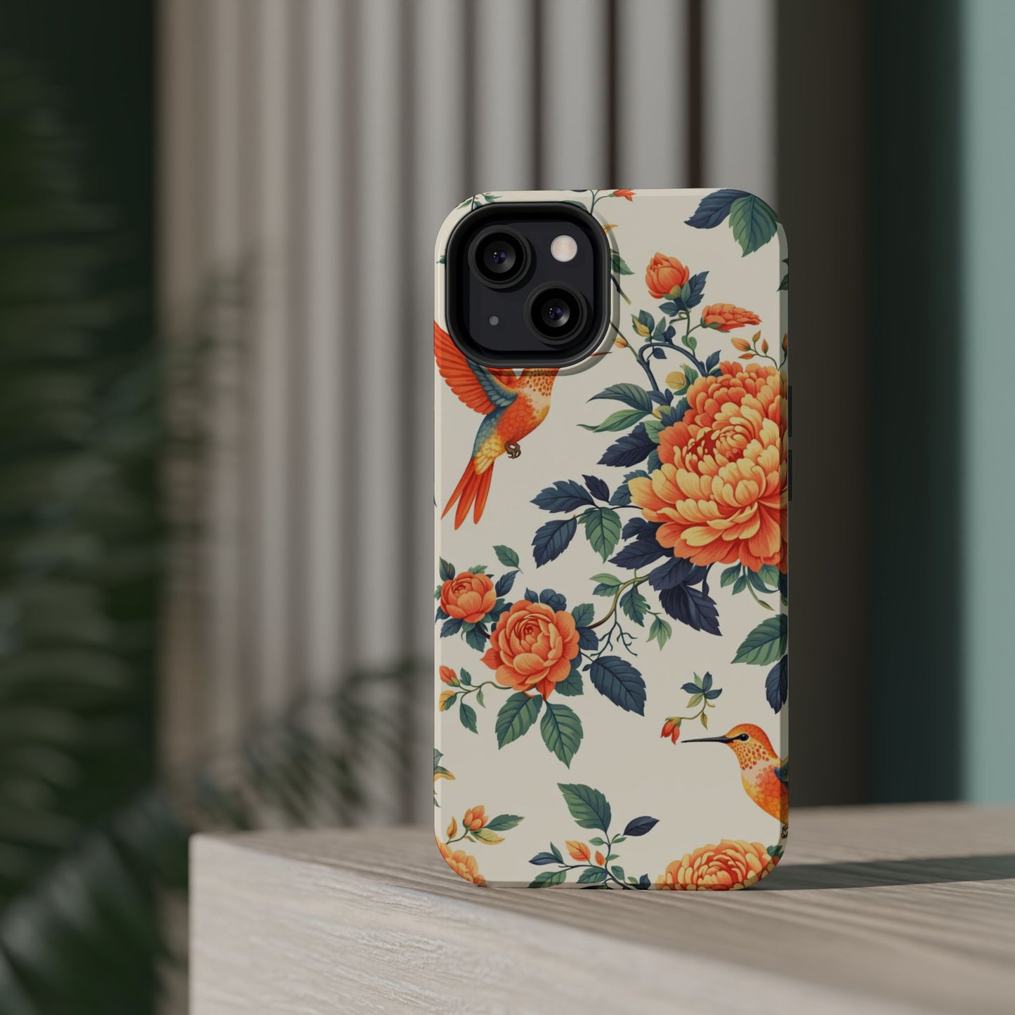 Floral Hummingbird Magnetic Phone Case — Impact-Resistant Protective Cover