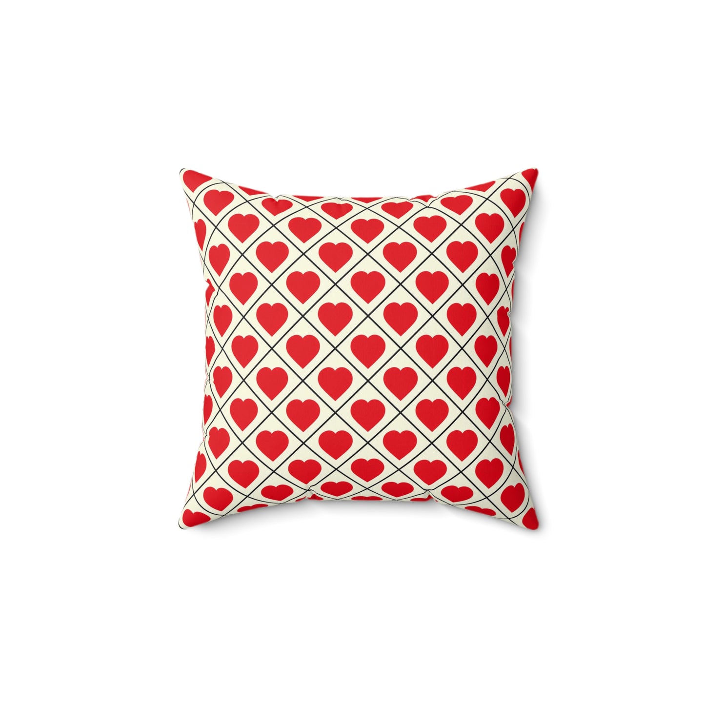 Red Heart Pattern Pillow – Valentine’s Decorative Throw Pillow