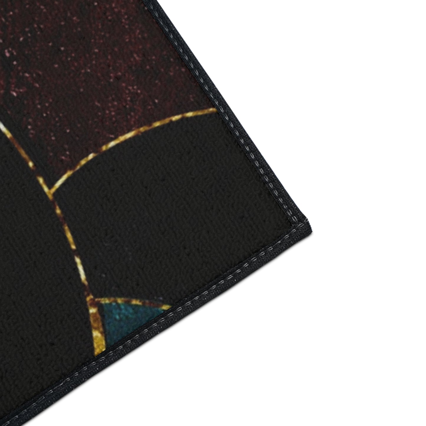 Heavy-Duty Floor Mat — Teal & Burgundy Modern Circle Entry Rug