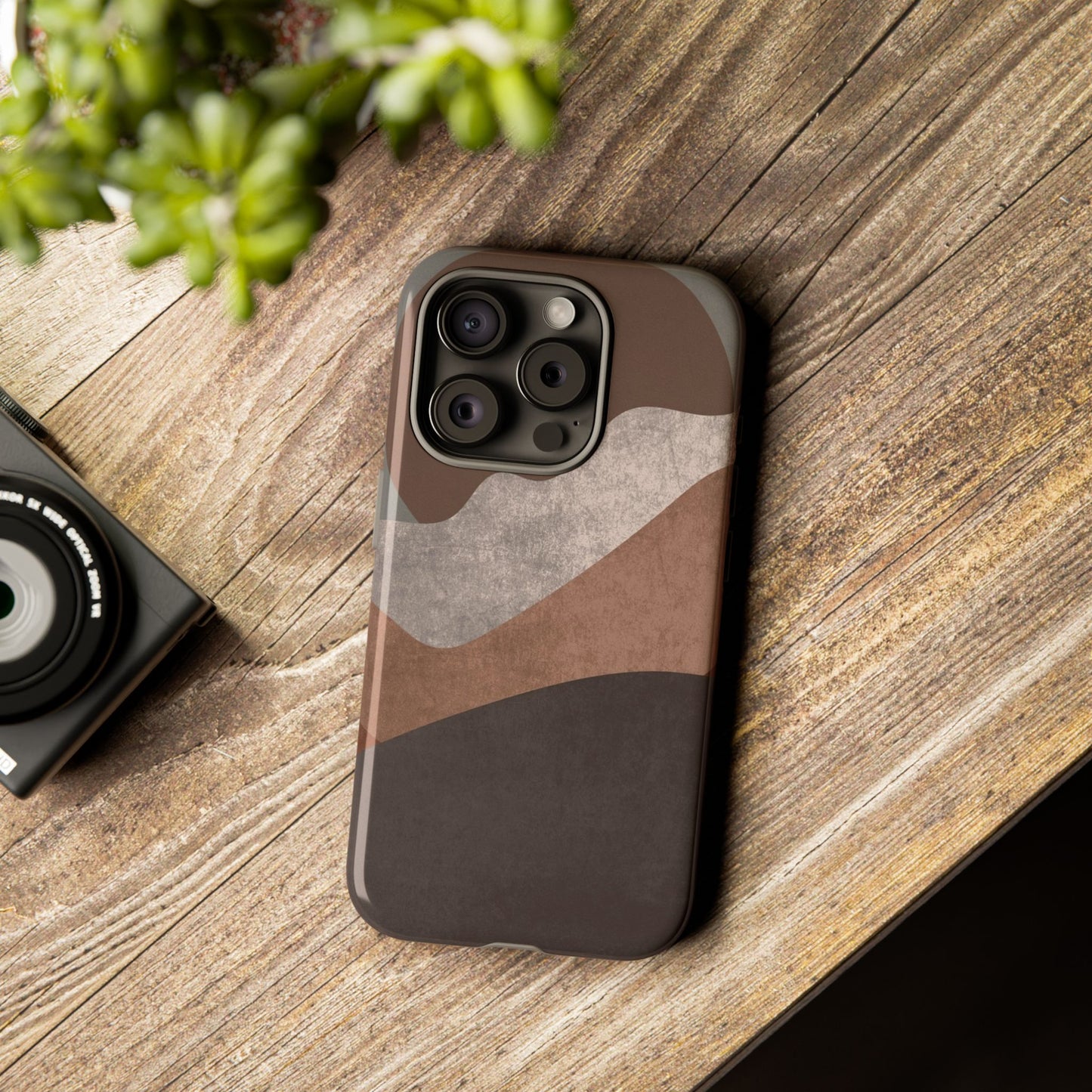 Abstract Earthtone Phone Case — Brown Layered Rugged Tough Case