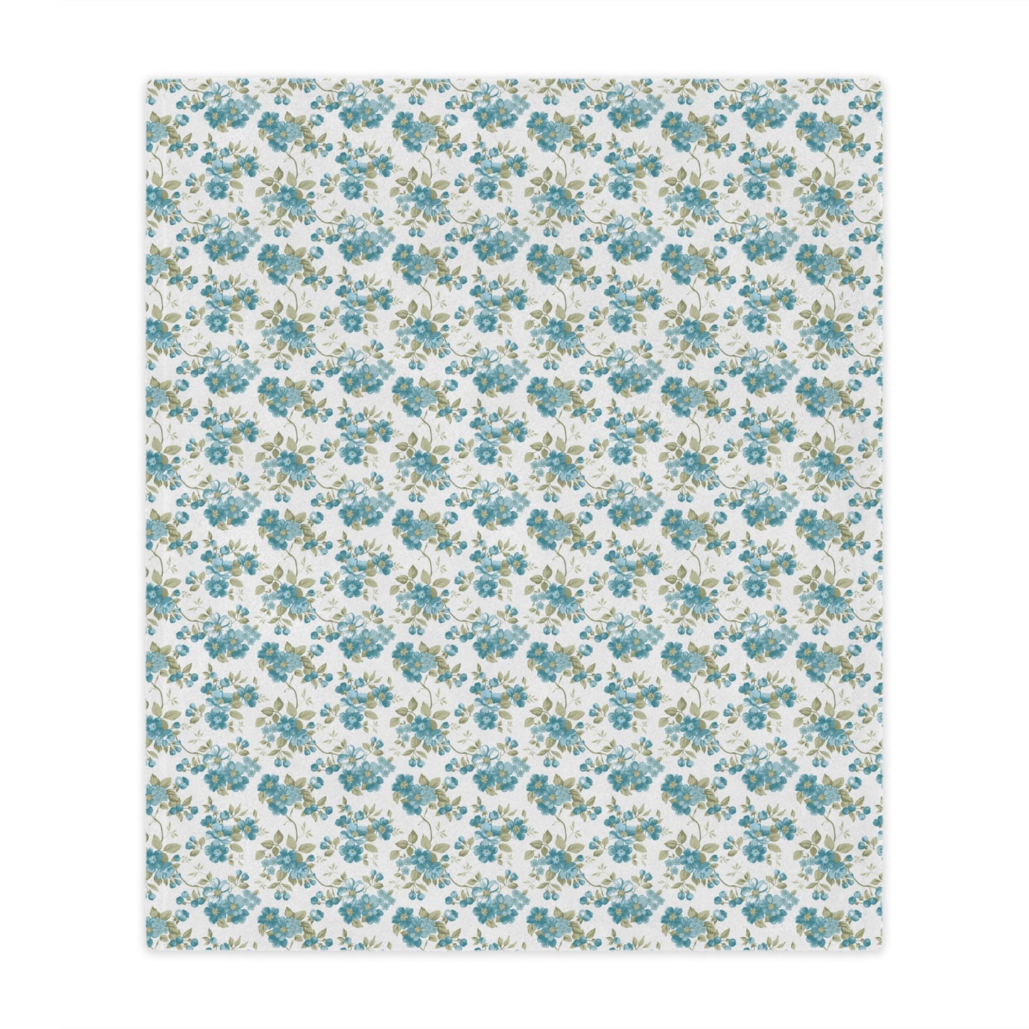 Floral Minky Blanket — Vintage Blue Rose Throw for Cozy Home, Nursery, Gift