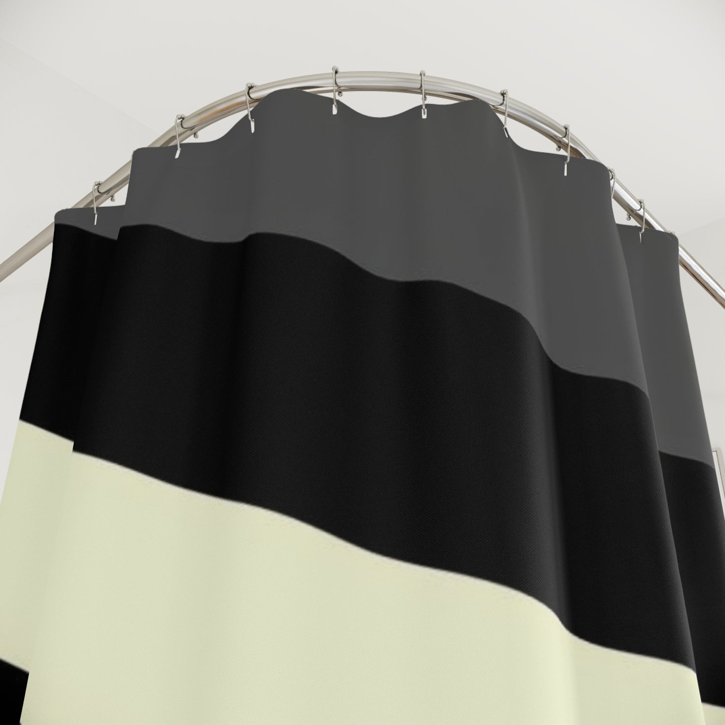 Modern Black & Cream Wave Shower Curtain — Minimal Bathroom Décor