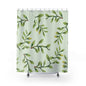 Botanical Olive Branch Shower Curtain — Green Leaf Bathroom Decor