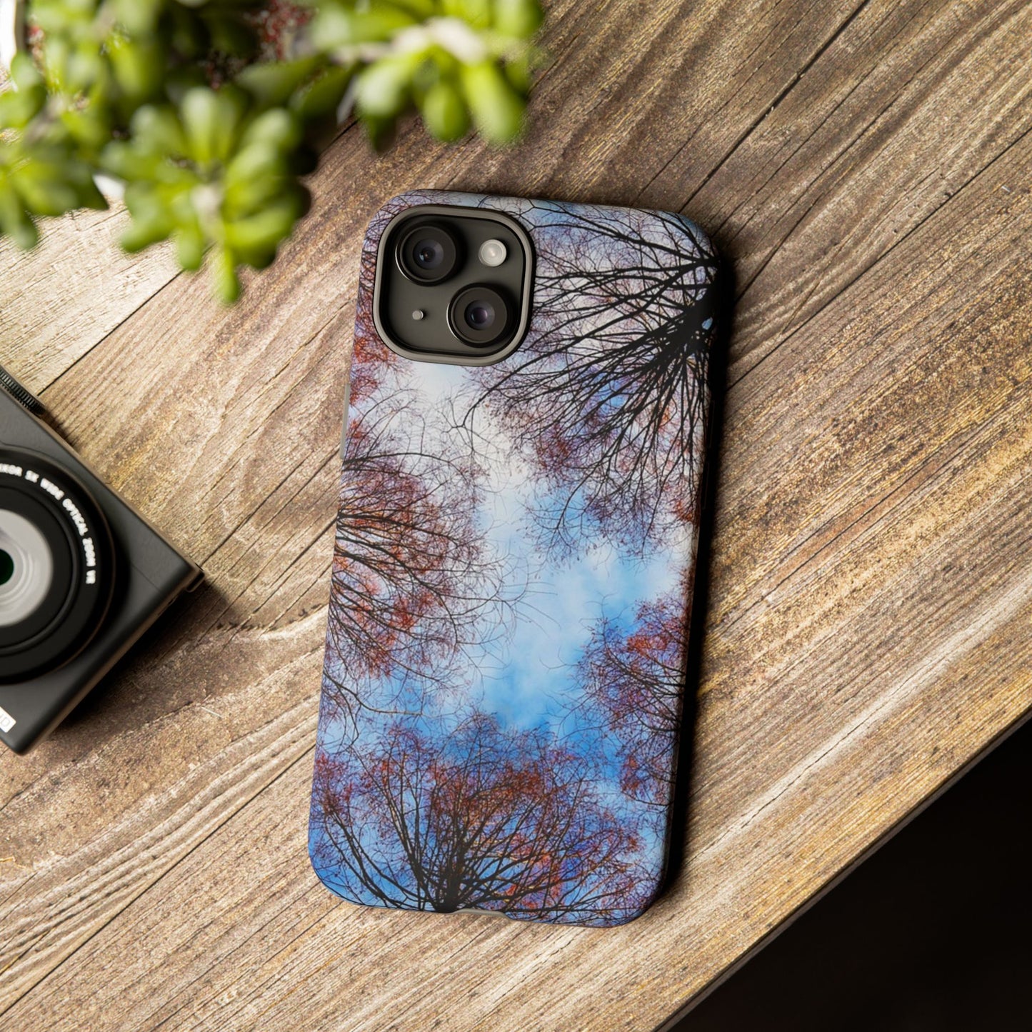 Skyward Trees Phone Case — Nature Forest Canopy Protective Tough Case