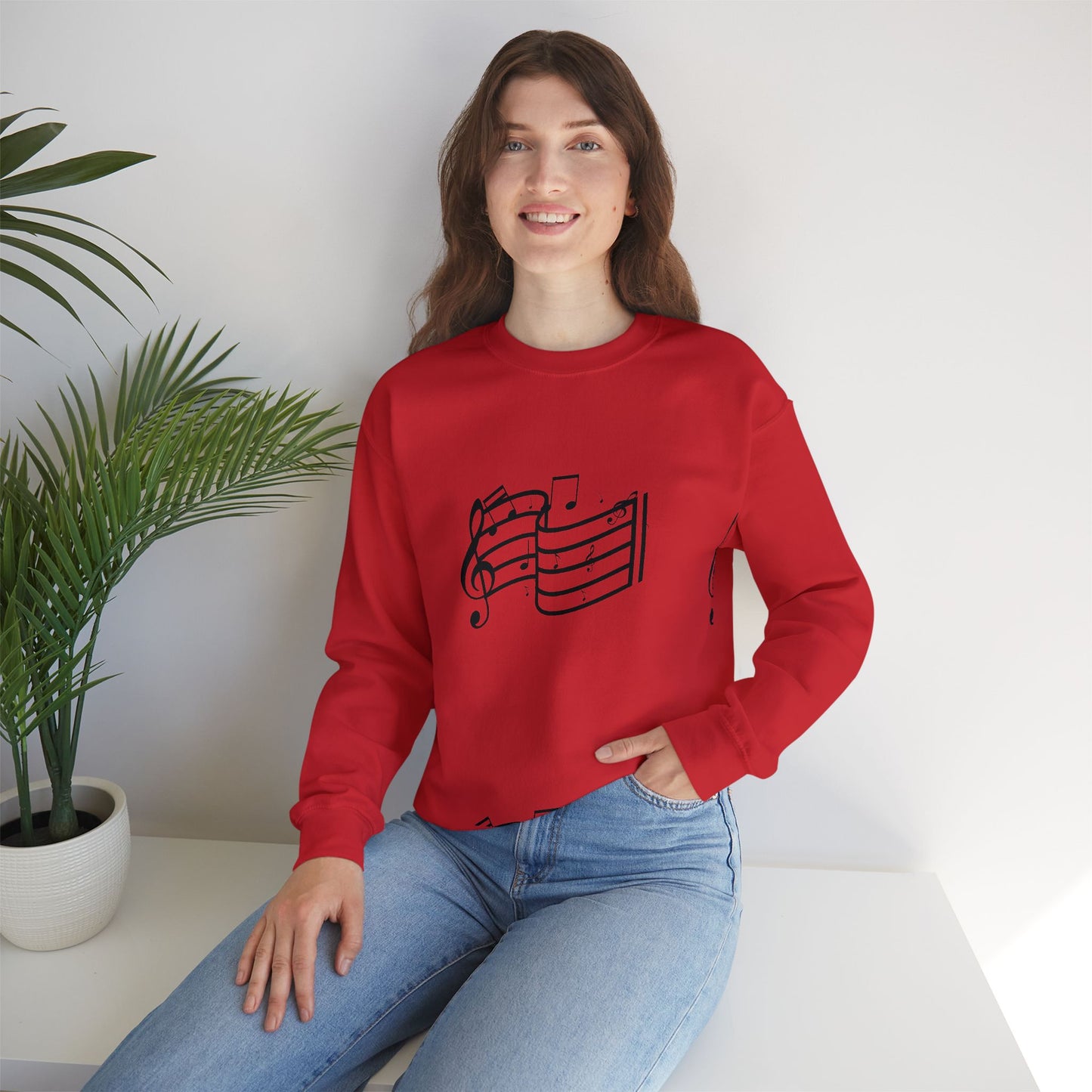 Music Notes Crewneck Sweatshirt – Minimal Sheet Music Design