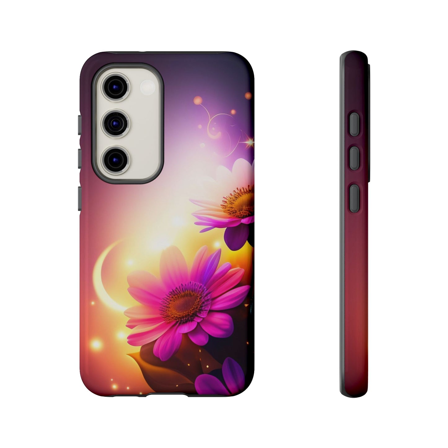 Floral Moonlight Phone Case – Purple Daisy Protective Cover