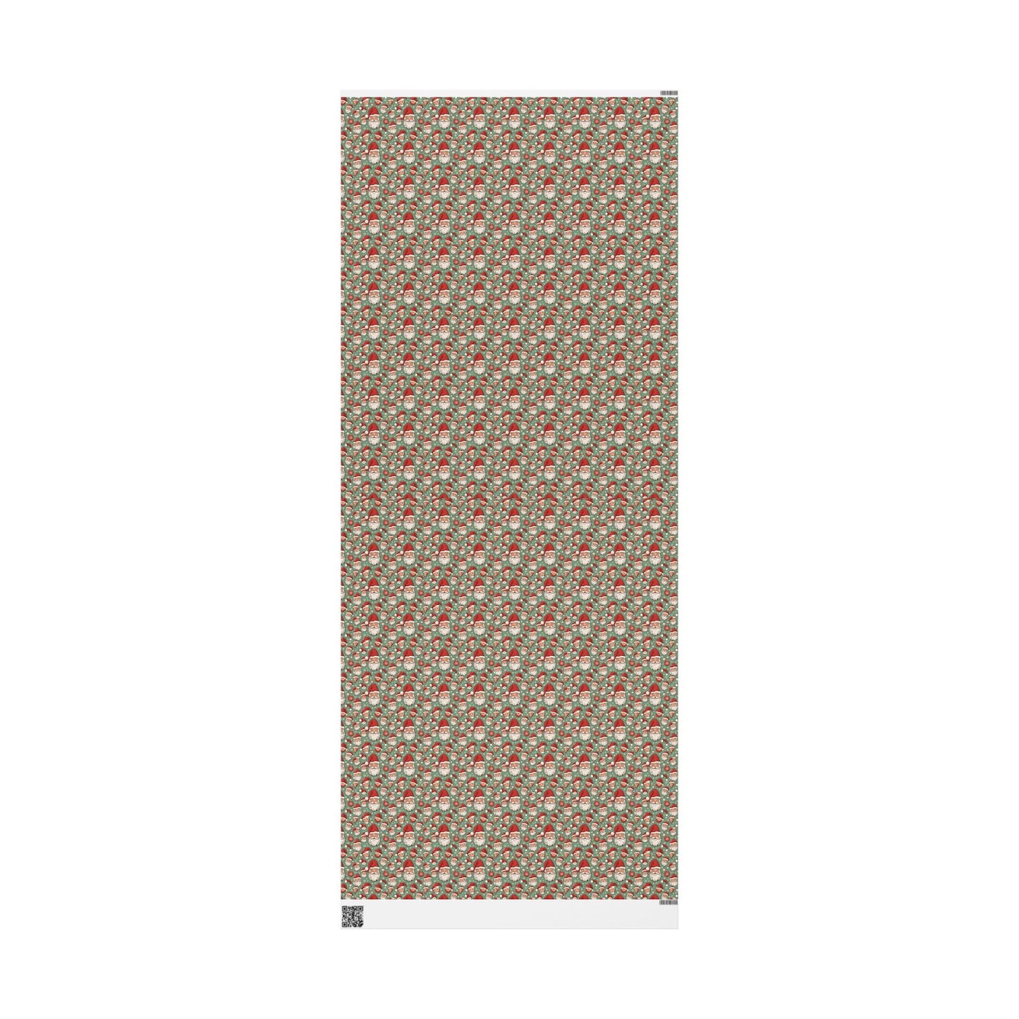 Christmas Santa Face Wrapping Paper Roll — Festive Green Holiday Gift Wrap
