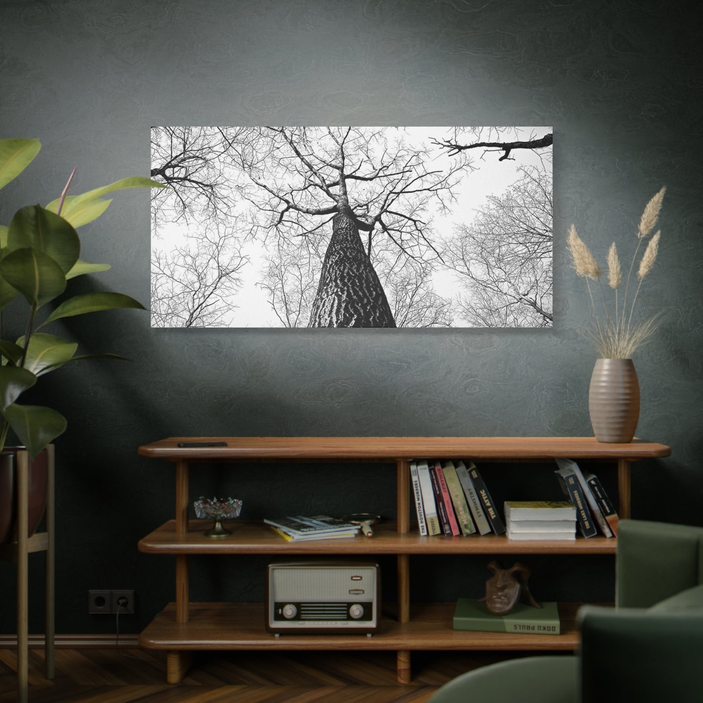 Black & White Tree Canopy Matte Canvas Wall Art — Upward Forest Photography