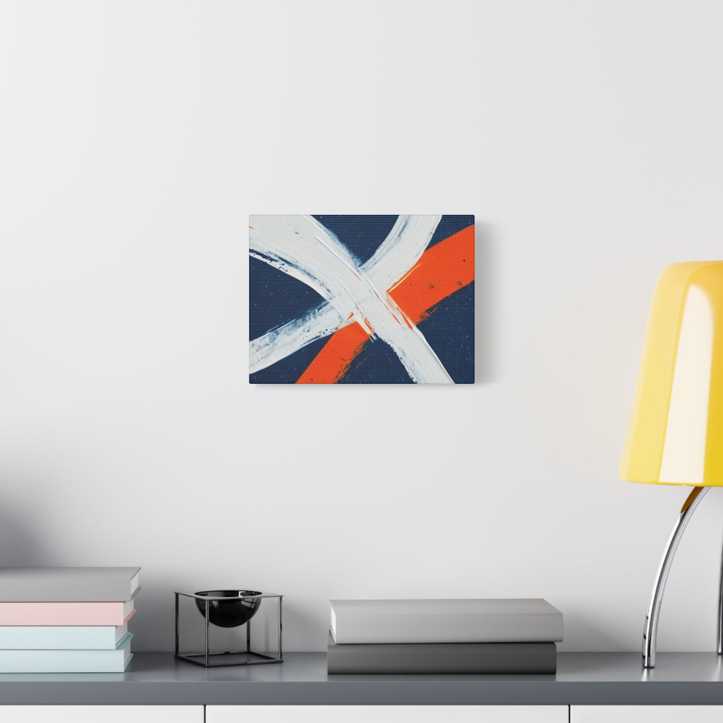 Abstract Navy & Orange Brushstroke Canvas