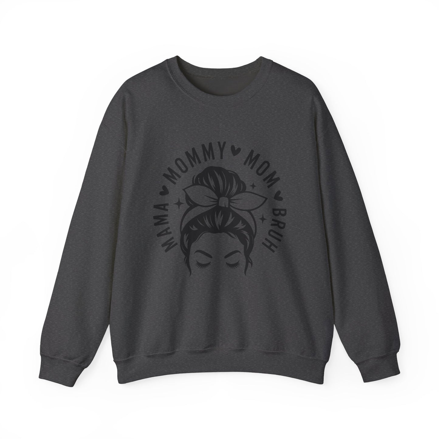 Mommy Mom Momma Crewneck Sweatshirt — Messy Bun Mom Graphic Pullover
