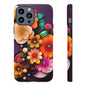 Floral Burst Tough Phone Case — Colorful Retro Flowers Protective Cover