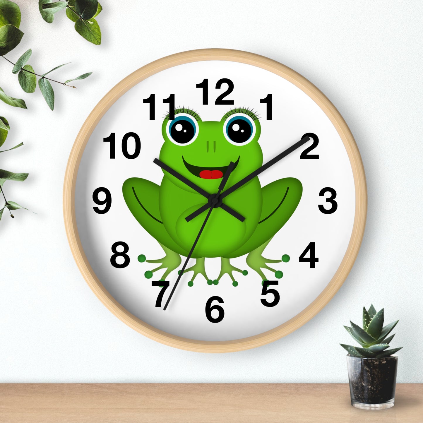 Frog Wall Clock - Whimsical Green Frog Design