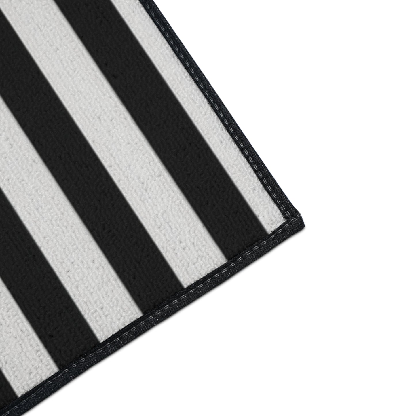 Black & White Striped Heavy Duty Floor Mat — Durable Entrance Rug for Home, Office & Garage