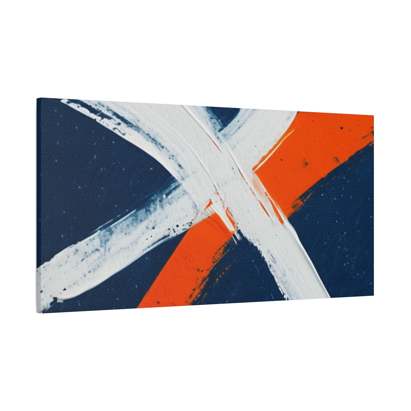Abstract Navy & Orange Brushstroke Canvas