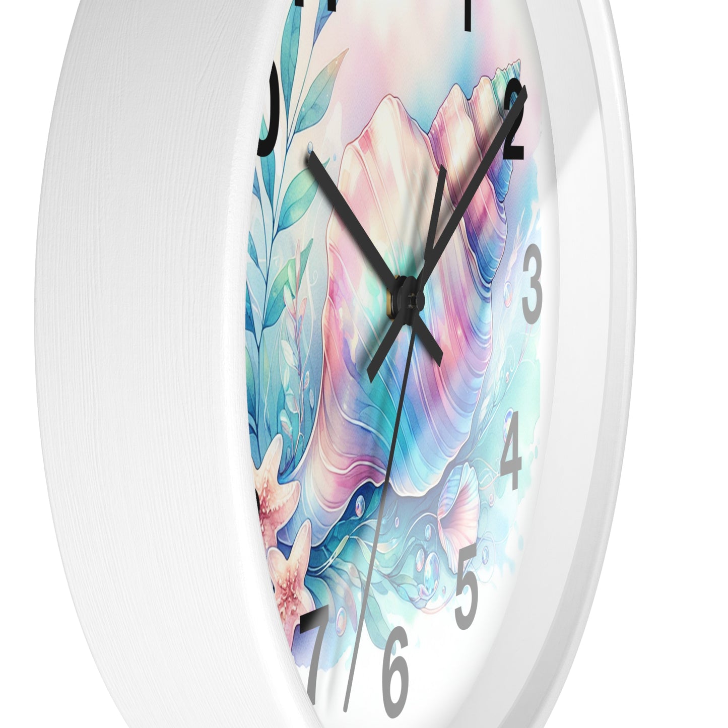 Seashell Pastel Wall Clock — Beachy Coastal Home Decor