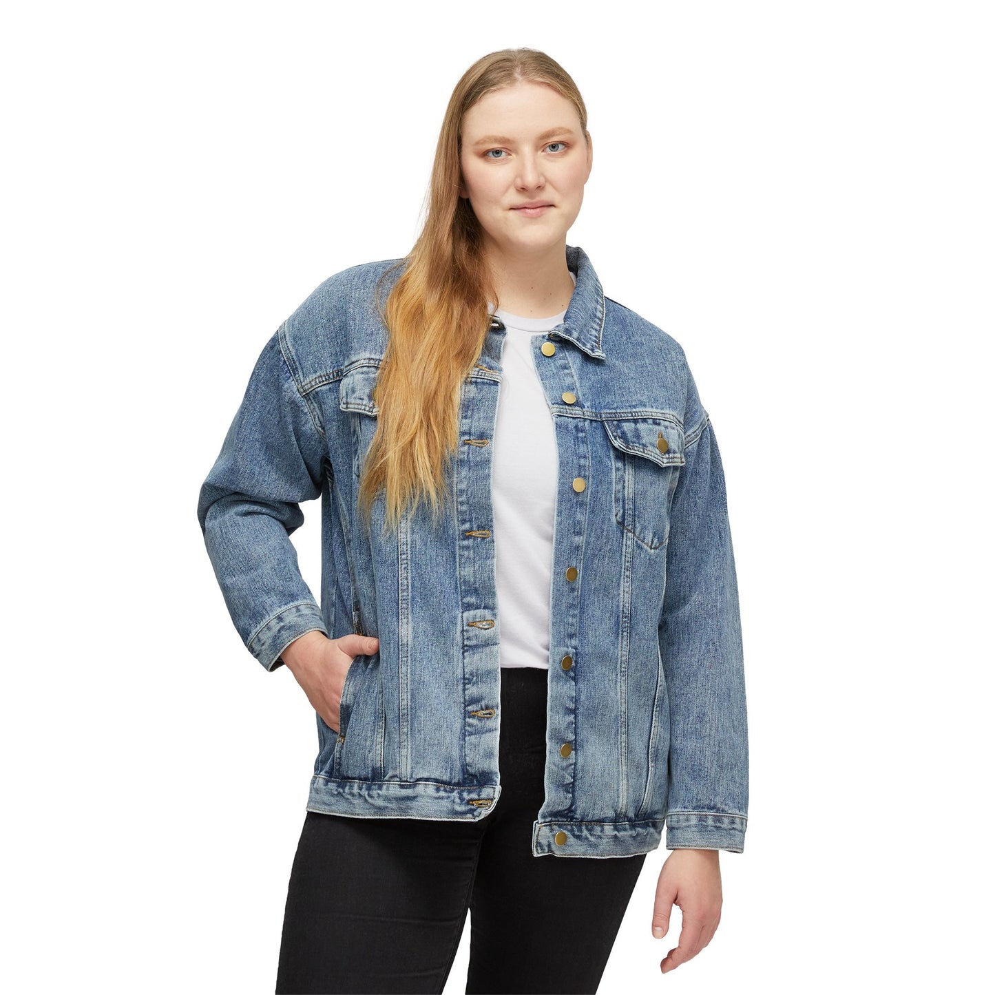 Denim Jacket — "Love Has My Heart, Call It Paws" Back Graphic Women’s Jean Jacket