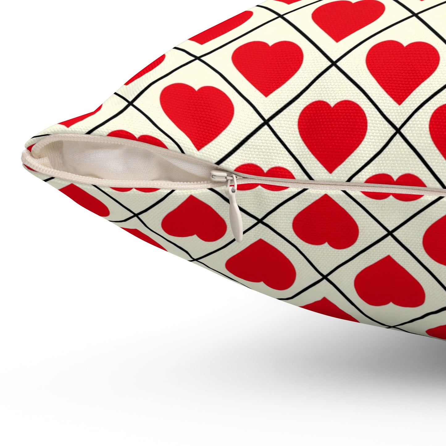 Red Heart Pattern Pillow – Valentine’s Decorative Throw Pillow