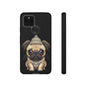 Pug Phone Case – Cute Pug Puppy Illustration on Black Tough Case