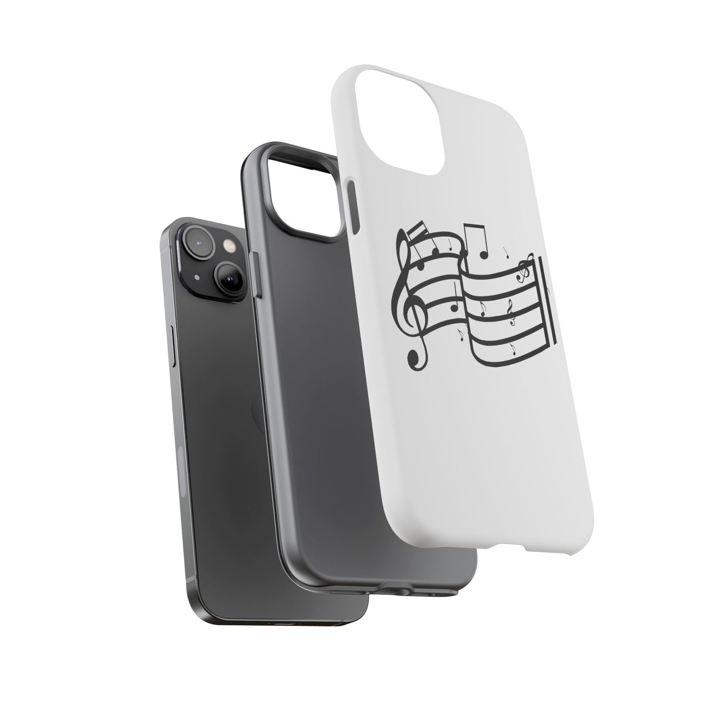 Musical Notes Phone Case — Black Treble Clef Music Staff Tough Case
