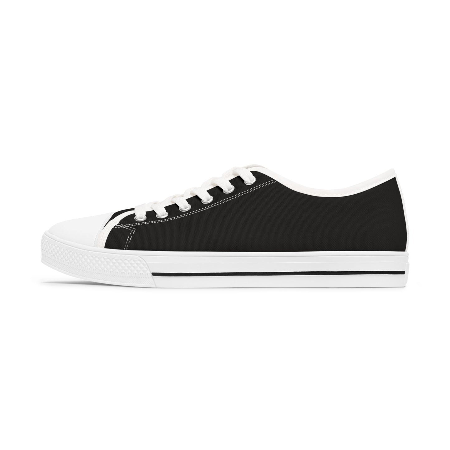 Women's Low Top Sneakers — Black Casual Canvas Trainers for Everyday Wear