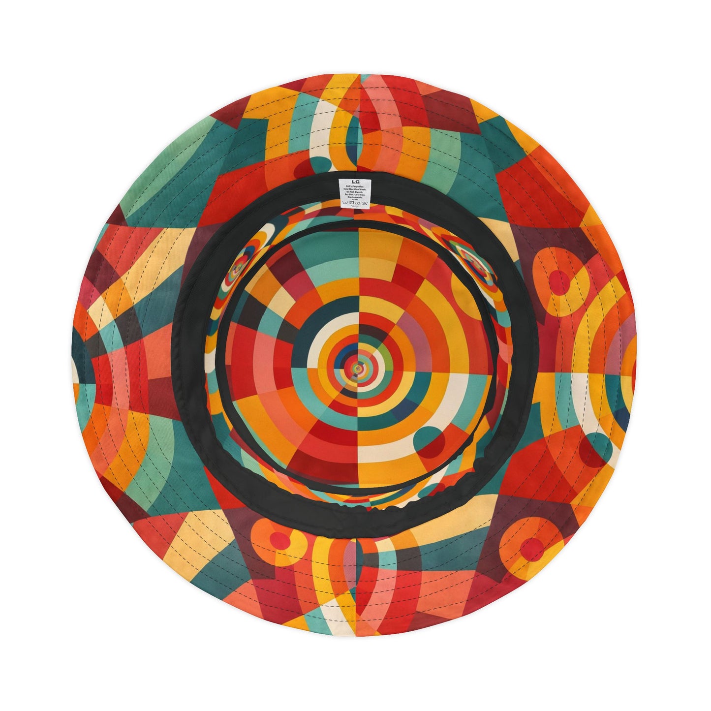 Retro Geometric Bucket Hat — Colorful 70s-Inspired Abstract Print