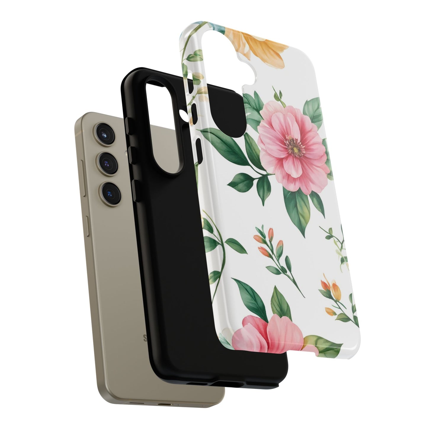 Floral Tough Phone Case — Pink Peony Protective Phone Cover