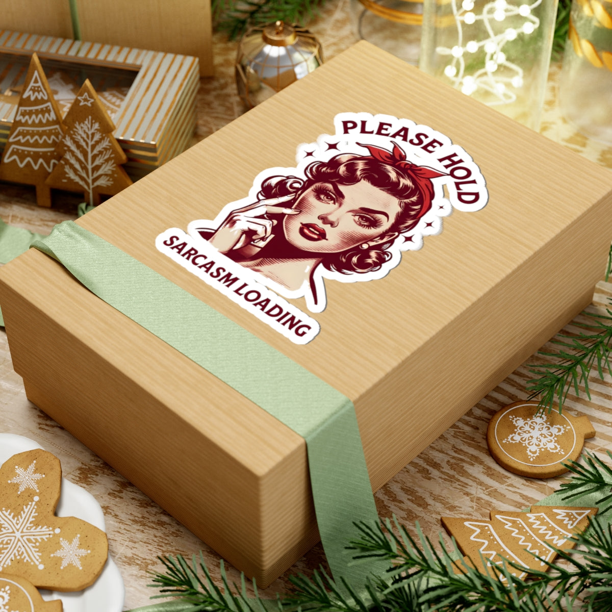 Please Hold — "Sarcasm Loading" Retro Kiss-Cut Sticker