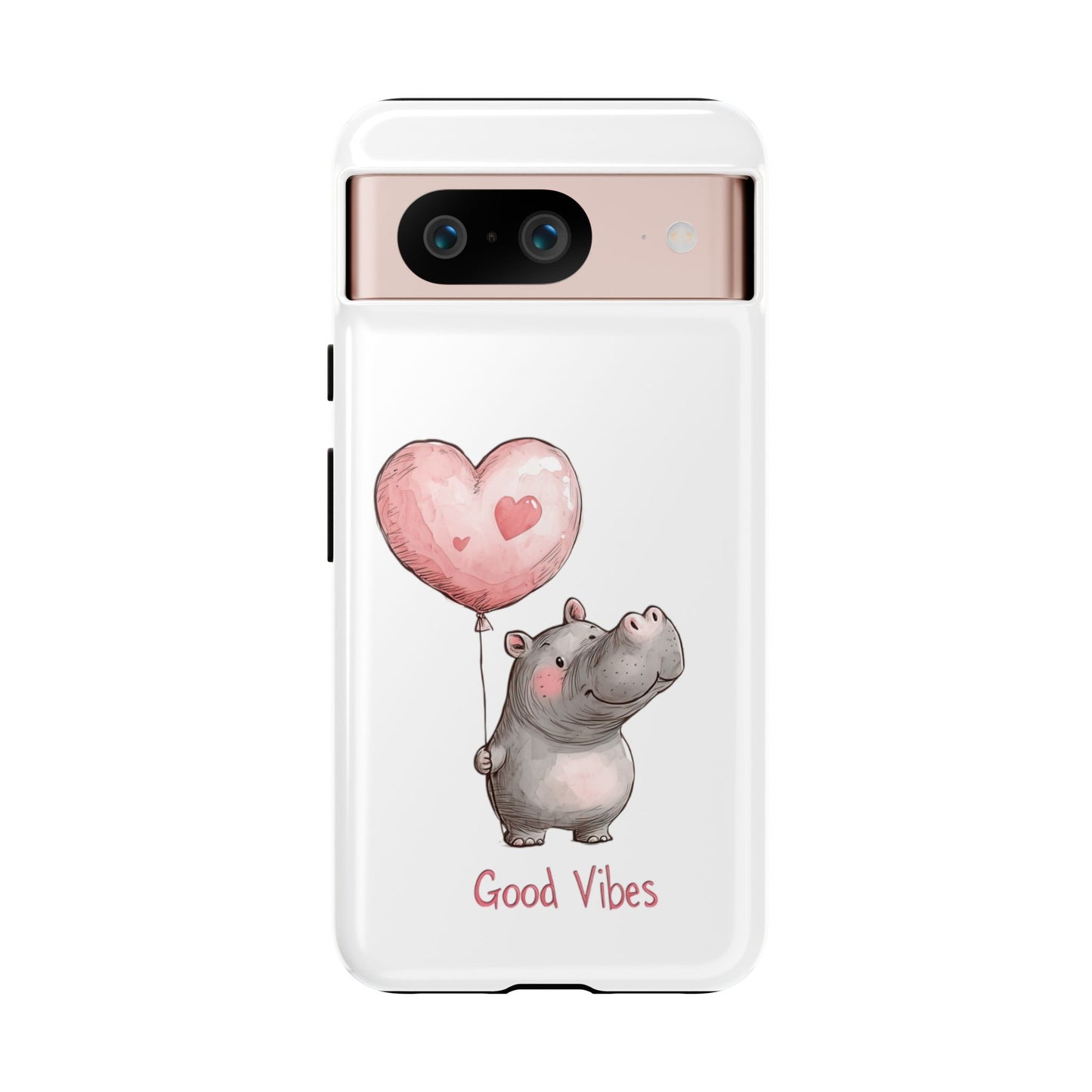 Cute Hippo Phone Case - Good Vibes Design, Animal Lover Gift, Fun Accessory, Birthday Present, Phone Accessories