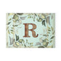 Monogram Glass Cutting Board — Rustic Wood “R” with Greenery Border