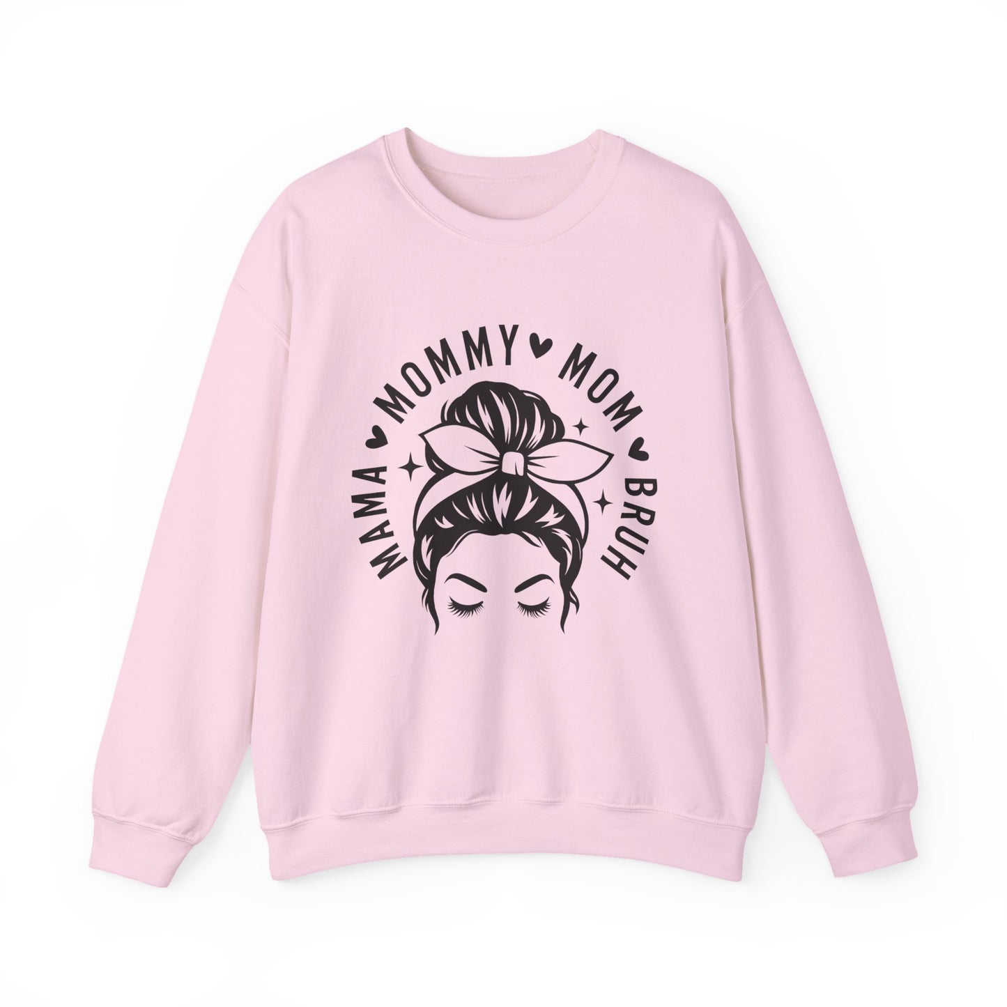 Mommy Mom Momma Crewneck Sweatshirt — Messy Bun Mom Graphic Pullover