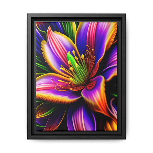 Vibrant Neon Floral Matte Canvas Print — Framed Wall Art