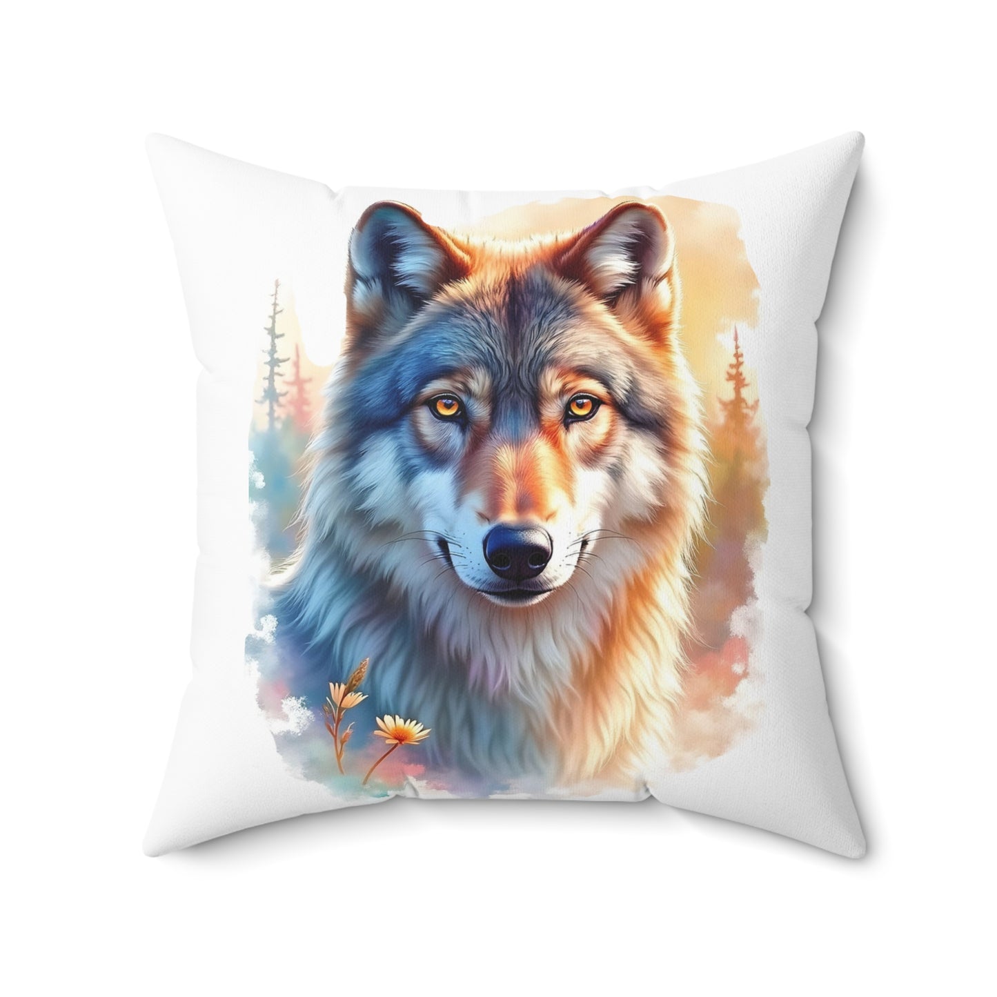 Majestic Wolf Print Pillow