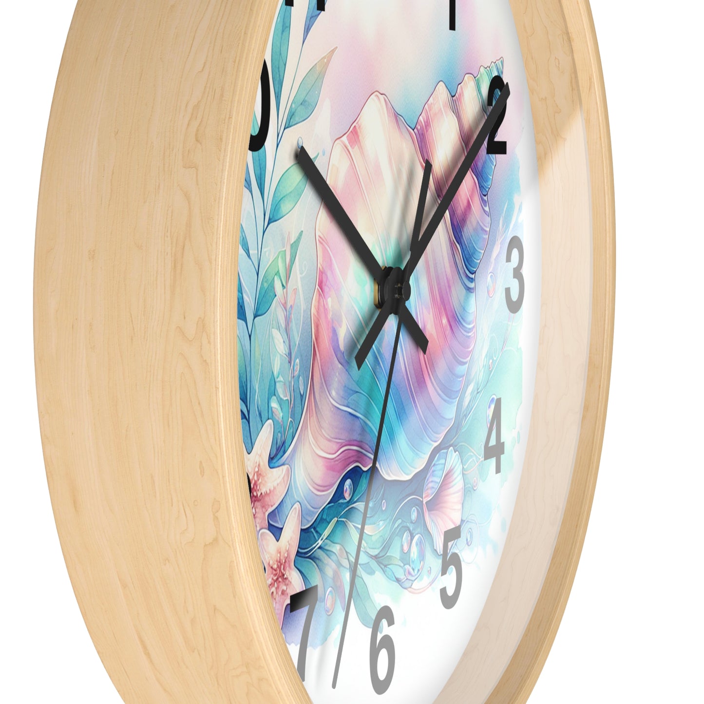 Seashell Pastel Wall Clock — Beachy Coastal Home Decor
