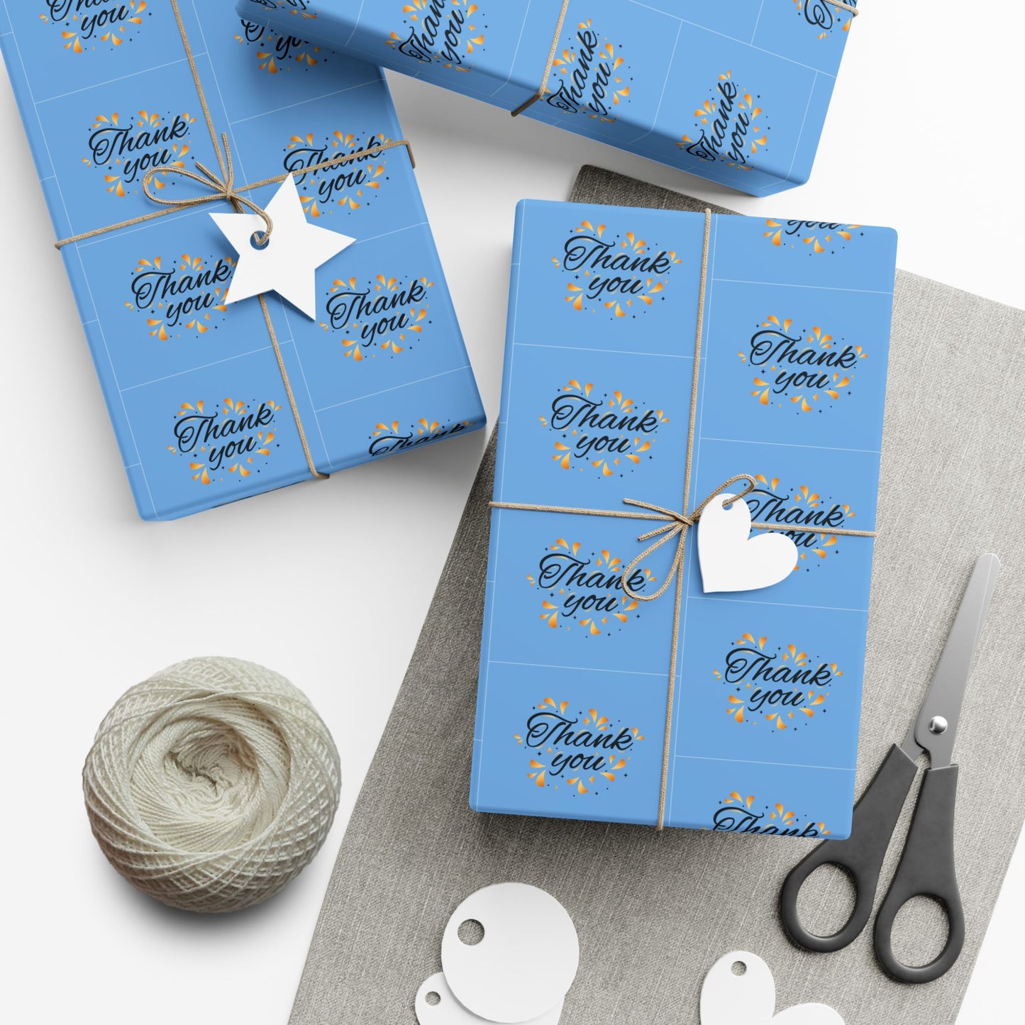 Gift Wrap Paper — 'Thank You' Confetti Pattern (Minimal White & Gold)