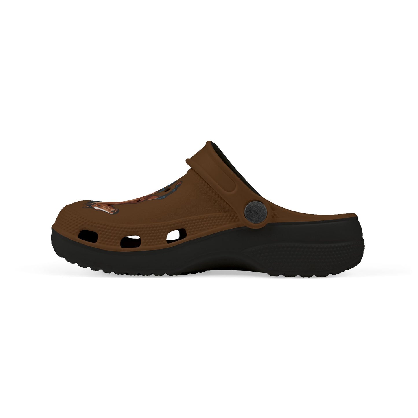Kids Horse Print Foam Clogs — Brown EVA Slip-On Sandals for Children