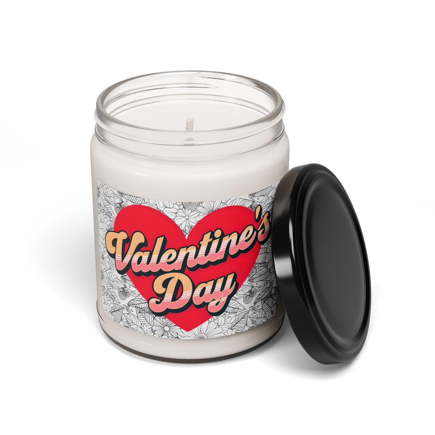 Valentine's Day Soy Candle – 9oz Scented Jar (Romantic Floral Heart)