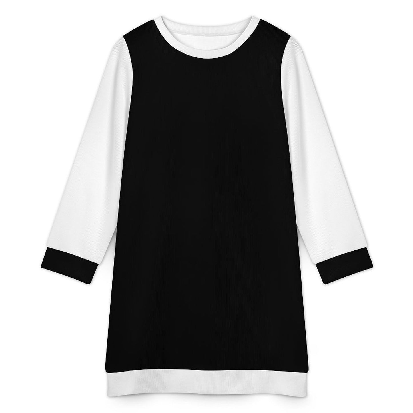 Women's Long Sleeve Sweater Dress Tan, Black and White