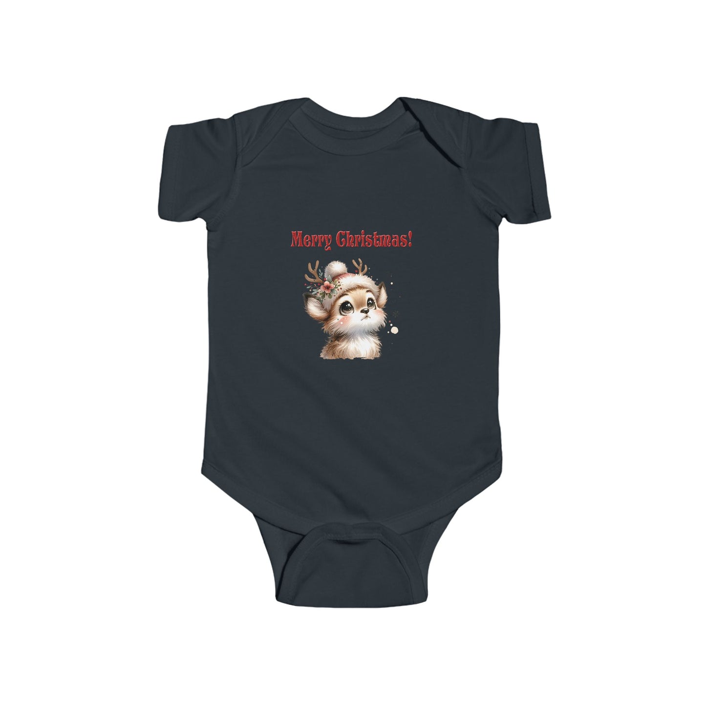 Infant Bodysuit — Cute Reindeer "Merry Christmas!" Baby Onesie